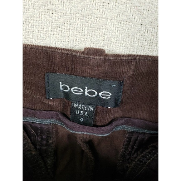 VTG Bebe Pants Womens 4 Brown Corduroy Wide Leg Low Rise Cuffed Capri Outdoor - Picture 7 of 9